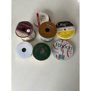 Assorted Holiday Ribbon Lot Offray Simplicity Gold Green Red Metallic Wire Edged